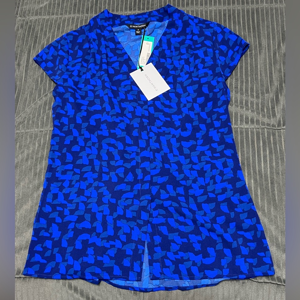 41 HAWTHORN - WOMEN'S SHEER BLUE JACQUI TOP BLOUSE - SIZE MEDIUM NWT
